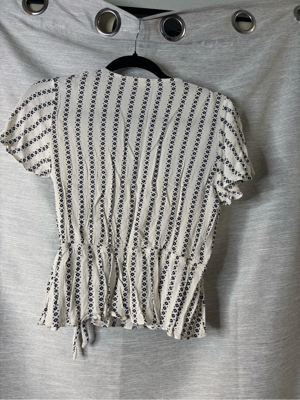 Blush Cream and Black Striped Wrap Blouse - Picture 3 of 5